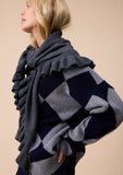 TBCO - Large Merino Wool Triangle Scarf in Grey Ruffle - HAYGEN