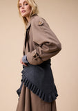 TBCO - Large Merino Wool Triangle Scarf in Grey Ruffle - HAYGEN