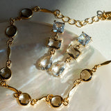 Grey Crystal & Bar Link Chain Bracelet - Gold - HAYGEN