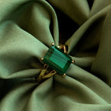 Malachite Claw Set Ring - Gold - HAYGEN
