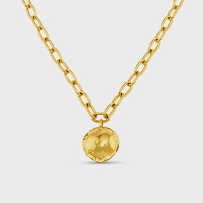 LUXE Oval Link & Molten Coin Necklace - Gold Product Image