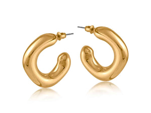 Athenais Organic Shape Hoop Earrings - Gold