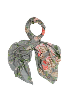 One Hundred Stars - Trailing Blossom Grey Scarf - HAYGEN