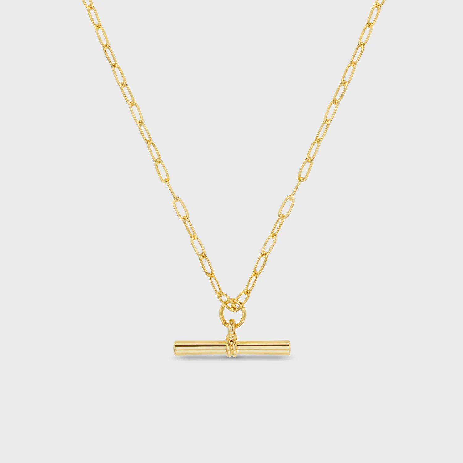 Chunky T-Bar Mid Length Necklace -Gold