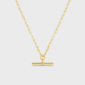Chunky T-Bar Mid Length Necklace -Gold