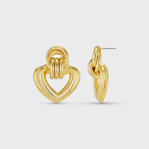 Statement Interlocking Textured Heart Earrings