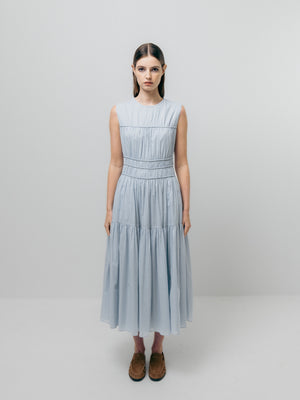 Emin & Paul - Triple Gathered Dress Sky - HAYGEN