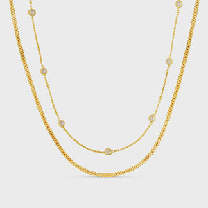 Stationed Crystal & Snake 2-Row Necklace - Gold - HAYGEN