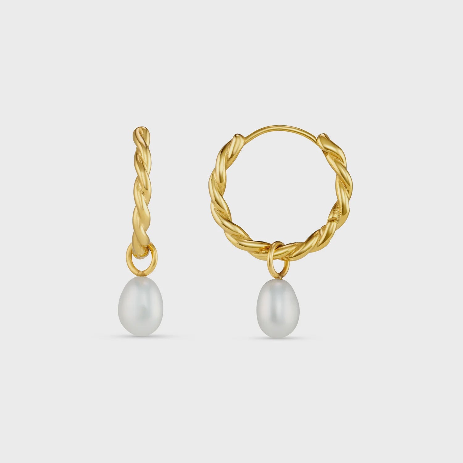 LUXE Rope Pearl Drop Hoop Earrings - Gold - HAYGEN