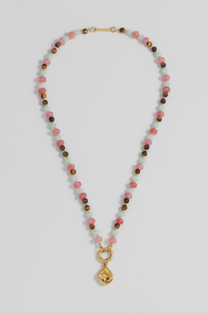 Multi Facet Gemstone Spring Clasp Necklace - HAYGEN
