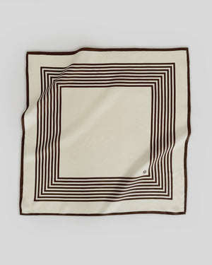 Lescarf - Striped Scarf Cream & Mocha - 65x65cm - HAYGEN