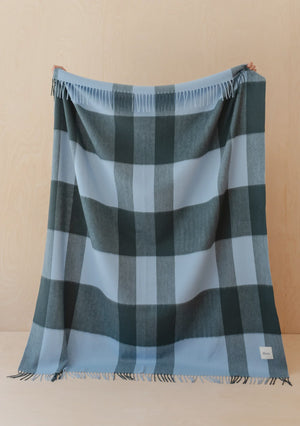 Tbco - Lambswool Blanket  Green Modern Check
