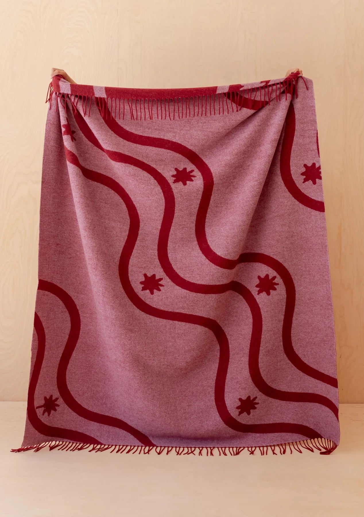 Tbco - Lambswool Blanket Red Wave Jacquard