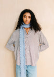 TBCo - Merino Wool Skinny Scarf in Blue Ruffle - HAYGEN