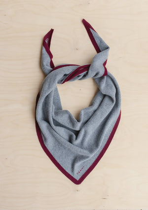 Tbco - Large Merino Wool Triangle Scarf  Charcoal & Burgundy