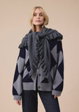 TBCO - Large Merino Wool Triangle Scarf in Grey Ruffle - HAYGEN