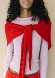 TBCo - Large Merino Wool Triangle Scarf in Red Pointelle - HAYGEN