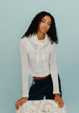 TBCo - Merino Wool Triangle Scarf in White Pointelle - HAYGEN