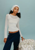 TBCo - Merino Wool Triangle Scarf in White Pointelle - HAYGEN