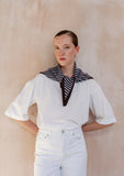 TBCo - Merino Triangle Scarf Blue & Brown Stripe