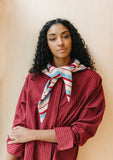 TBCo - Merino Wool Triangle Scarf in Blue & Red Stripe - HAYGEN