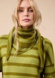 TBCO - Merino Wool Triangle Scarf in Green Stripe - HAYGEN