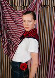 Tbco - Merino Triangle Scarf - Navy & Red Stripe - HAYGEN