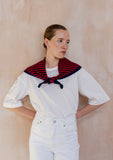 Tbco - Merino Triangle Scarf - Navy & Red Stripe - HAYGEN