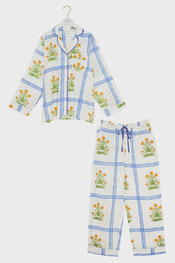 One Hundred Stars - Marigold Check Ivory Cotton Pyjama Set Product Image