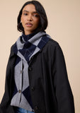 TBCO - Merino Wool Triangle Scarf in Navy Argyle - HAYGEN