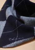 TBCO - Merino Wool Triangle Scarf in Navy Argyle - HAYGEN