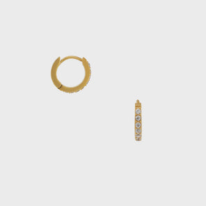 LUXE Pavé Huggie Hoop Earrings - Gold Product Image