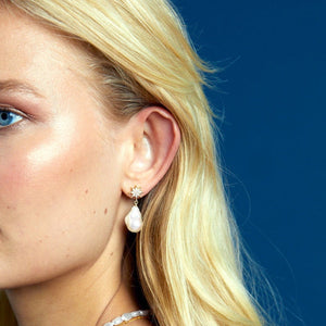 Pave Star & Statement Pearl Drop Earrings - HAYGEN