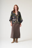 One Hundred Stars - Orchid Black Wool Kimono - HAYGEN