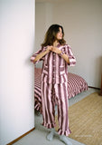 TBCo - Cropped Cotton Pyjamas in Pink & Burgundy Stripe - HAYGEN
