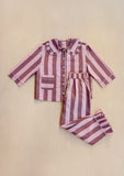 TBCo - Cropped Cotton Pyjamas in Pink & Burgundy Stripe - HAYGEN