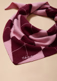 TBCO - Merino Wool Triangle Scarf in Pink Argyle - HAYGEN