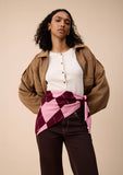 TBCO - Merino Wool Triangle Scarf in Pink Argyle - HAYGEN