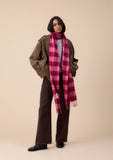 TBCO - Lambswool Skinny Scarf in Pink & Burgundy Gingham - HAYGEN