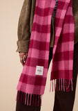 TBCO - Lambswool Skinny Scarf in Pink & Burgundy Gingham - HAYGEN