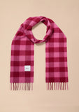 TBCO - Lambswool Skinny Scarf in Pink & Burgundy Gingham - HAYGEN