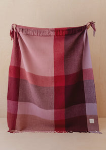 TBCO -Recycled Wool Blanket in Burgundy Waffle Block Check Product Image