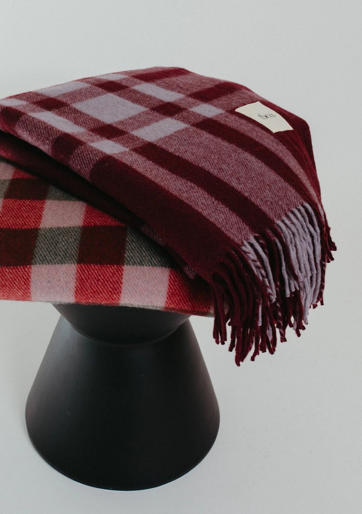 Tbco - Recycled Wool Blanket Wine Gingham