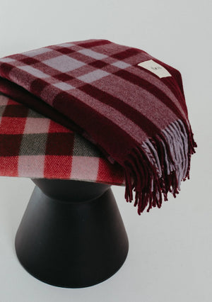 Tbco - Recycled Wool Blanket Wine Gingham