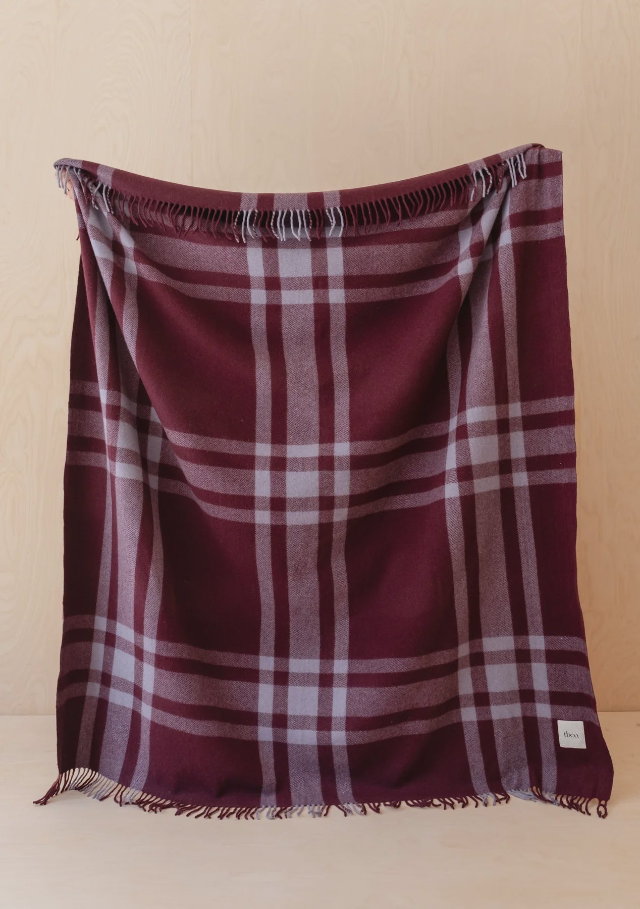 Tbco - Recycled Wool Blanket  Burgundy Modern Tartan