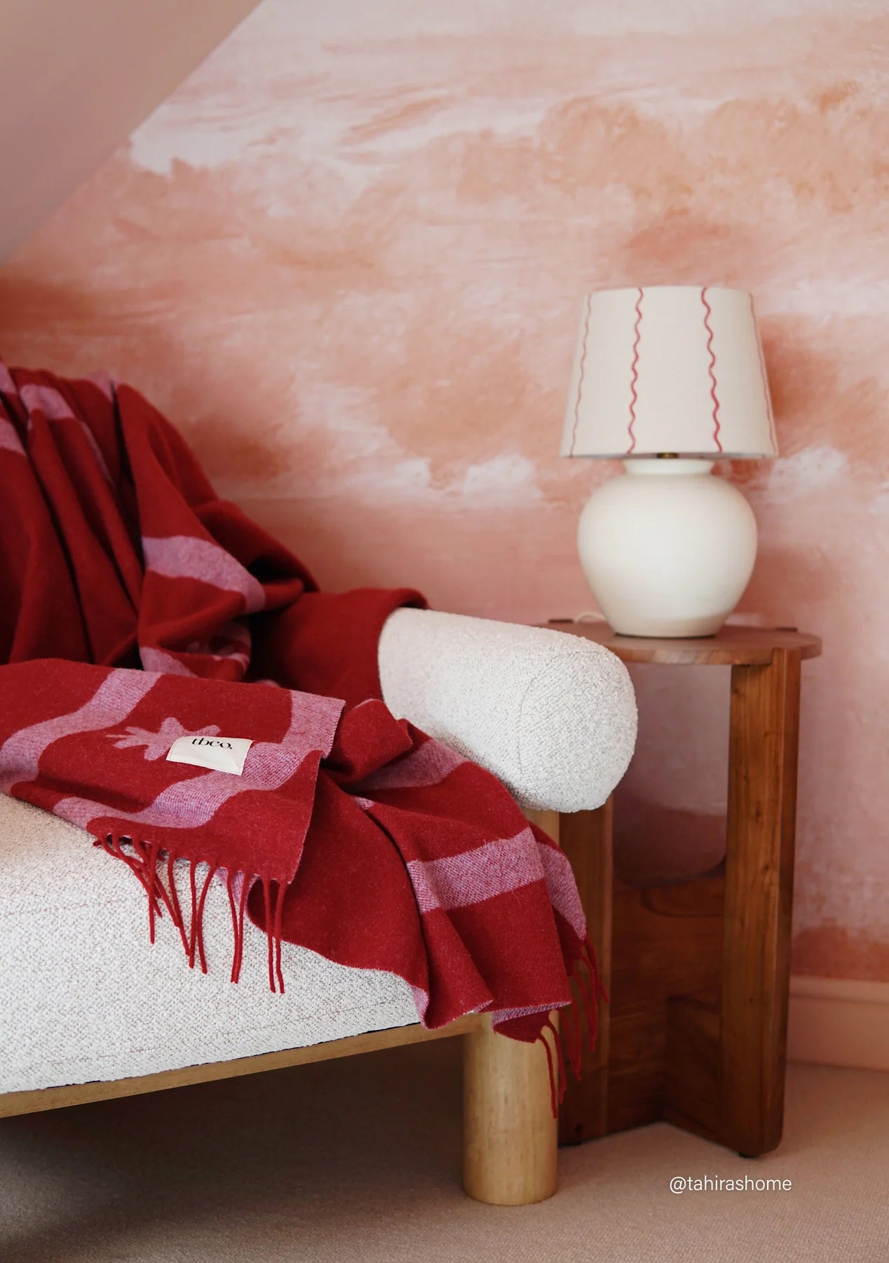 Tbco - Lambswool Blanket Red Wave Jacquard