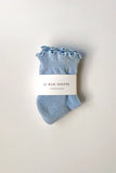 Le Bon Shoppe  - Ruffled Hugger Crew Socks - Periwinkle / Red - HAYGEN