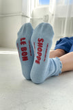 Le Bon Shoppe  - Ruffled Hugger Crew Socks - Periwinkle / Red - HAYGEN
