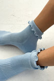 Le Bon Shoppe  - Ruffled Hugger Crew Socks - Periwinkle / Red - HAYGEN