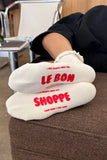 Le Bon Shoppe - Ruffled Hugger Crew Socks - Vanilla/Red - HAYGEN